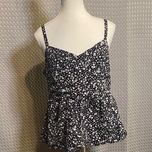 Old Navy Black and White Floral Camisole